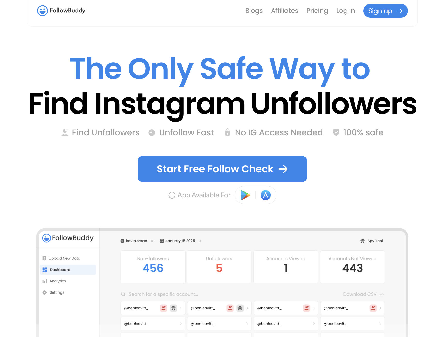 FollowBuddy website screenshot