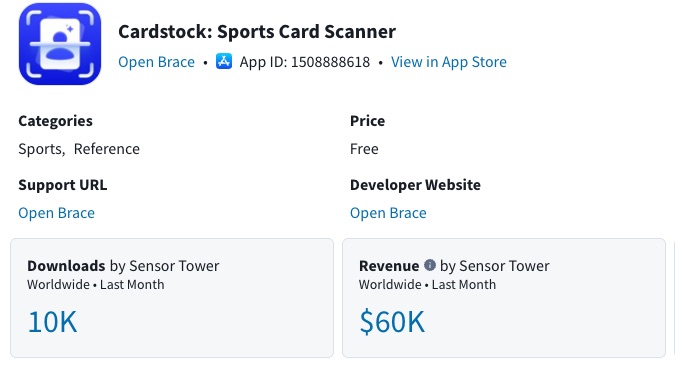 Cardstock sports card scanner app